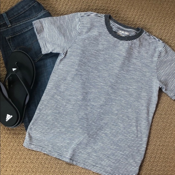 Tucker + Tate gray & white stripe, short sleeve t-shirt boys size M 8/10 - Picture 2 of 5